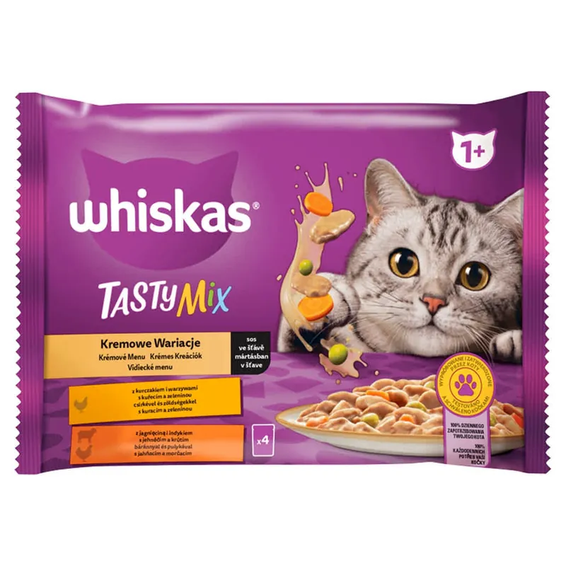 Whiskas 1+ Tasty Mix krémes klasszikus válogatás macskaeledel