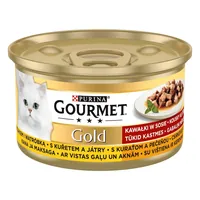 Gourmet Gold Falatok szószban lazaccal és csirkével nedves macskaeledel macskaeledel