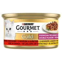 Gourmet Gold Duó Élmény csirkével és marhával nedves macskaeledel macskaeledel