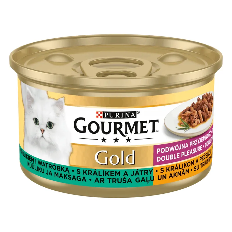 Gourmet Gold Duó Élmény nyúllal és májjal nedves macskaeledel macskaeledel