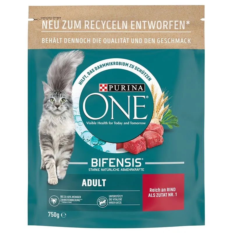 PURINA ONE Adult marha & teljes kiőrlésű gabona macskaeledel
